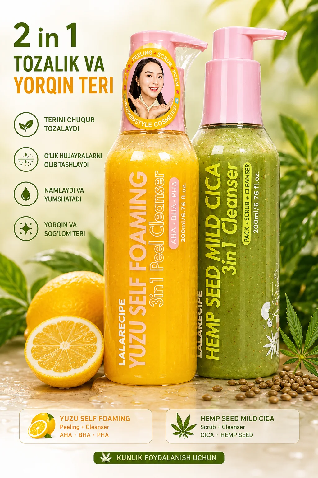 Iktasi birda yuz tozalovchi vosita Premium sifatda